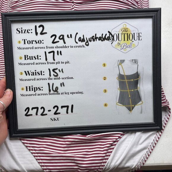 Niptuck Swim 12 Red White Striped One Piece Swim Suit Swim Wear Bathing Suit - Picture 10 of 12